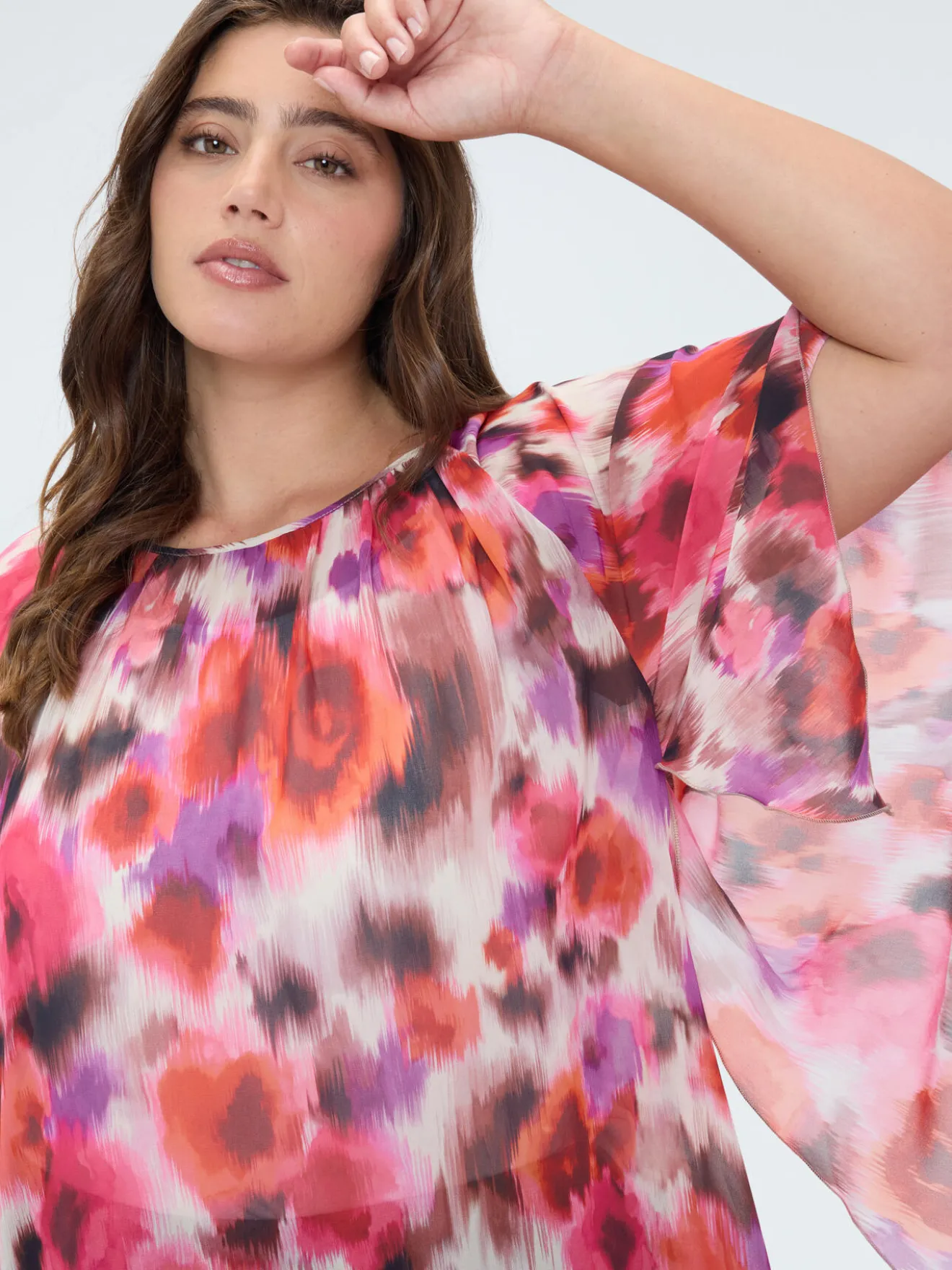 Tunica in georgette con stampa acquerello