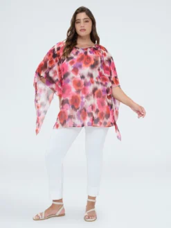 Tunica in georgette con stampa acquerello