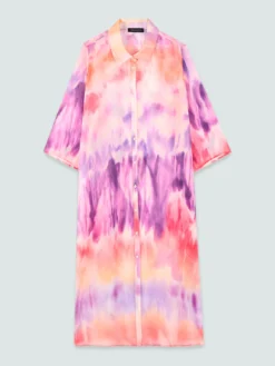Vestito chemisier in georgette tie-dye