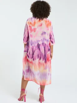 Vestito chemisier in georgette tie-dye