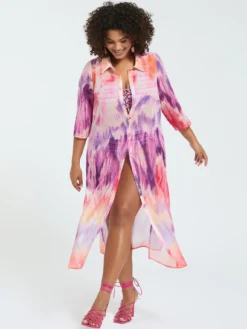 Vestito chemisier in georgette tie-dye